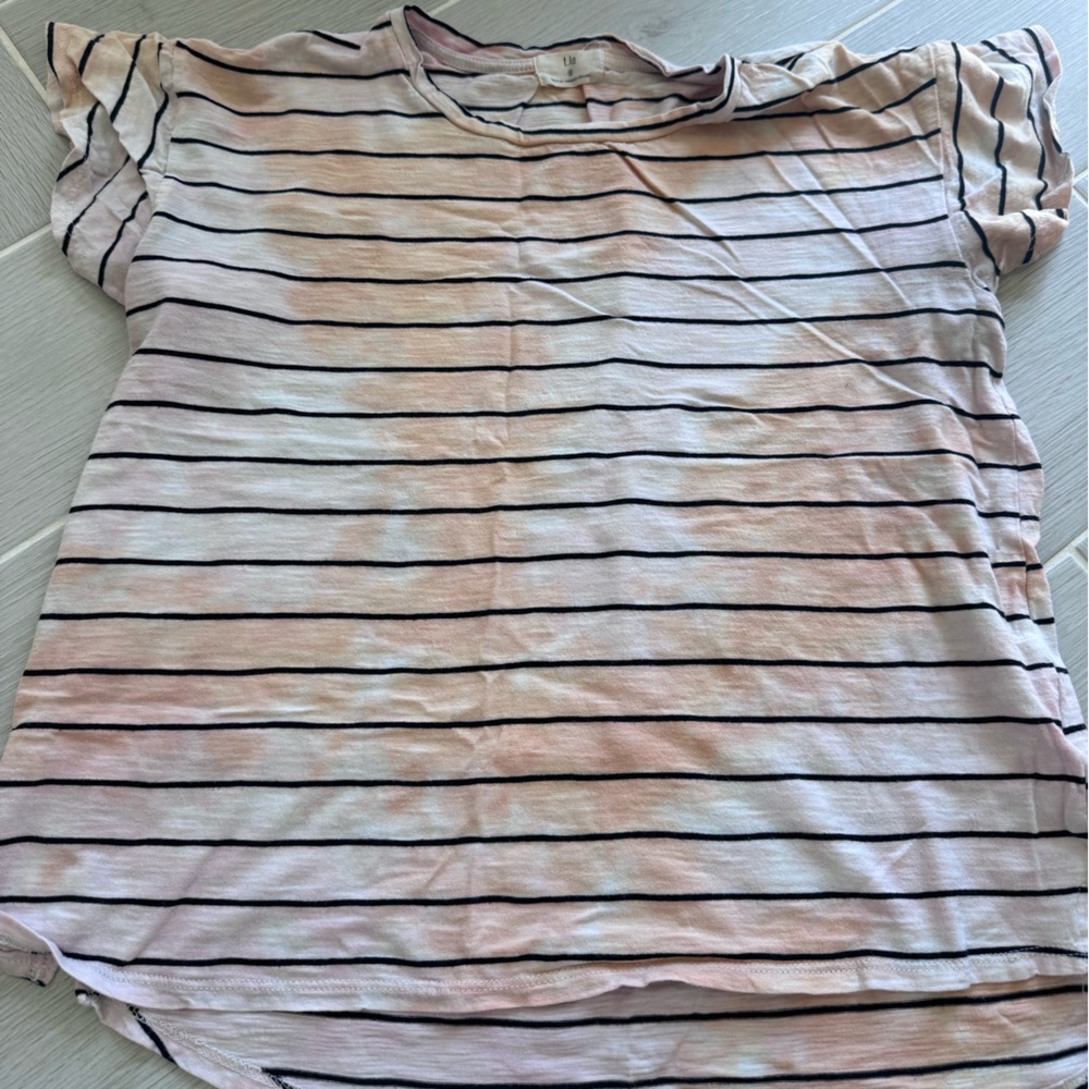 Striped Tye Dye Pink Short Sleeve Women's Tee